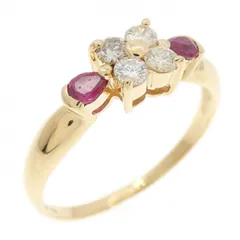 K18YG フラワー ルビー リング 0.18CT