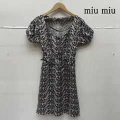 miu miu ミュウミュウ ワンピース ミニスカート ミニ ワンピース 幾何学 総柄 チュニック ベルト付き 星ボタン シルク混 イタリア製