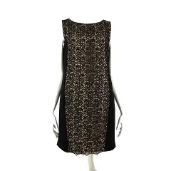 グレースクラス GRACE Class グレースコンチネンタル ワンピース ノースリーブ 花柄 エンブロイダリー レース 刺繍 バックリボン S 36 黒 ブラック ベージュ 美品