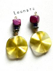 3134ウッドビーズピアス パープル ピスタチオカラー 大ぶりピアス 樹脂ピアス