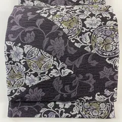 【美品】 袋帯 名品 丸文 花唐草 金銀糸 紫 六通 正絹 【中古】
