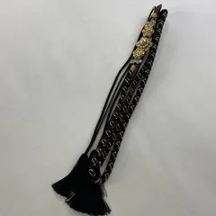 【美品】 帯締め 優品 花 金糸 黒 正絹 和装小物  【中古】
