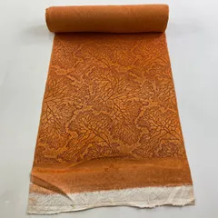 反物 優品 羽尺 羽織 和装コート 樹木 オレンジ 正絹 【中古】