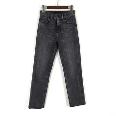 ユニクロ UNIQLO スリム ストレート ハイライズ ジーンズ カイハラ デニムパンツ ウォッシュ加工 ストレッチ 22 グレー 小さいサイズ