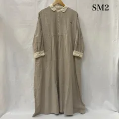 SM2 サマンサモスモス ワンピース ロングスカート SAロゴ刺繍 ピンタック 綿麻シャツワンピース ベージュ
