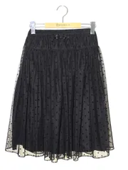 エムズグレイシー 017124 スカート 36 ブラック チュール ドット リボン IT5A3ZSJFPZG