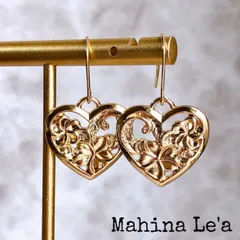 プルメリア ゴールド ハート型 フックピアス ハワイアンアクセサリー ハワイアンジュエリー オールシーズン 春夏秋冬 プレゼント プチギフト リゾートピアス