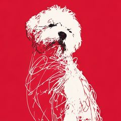 【Red Line - ビションフリーゼ犬 No.2】ジークレー版画＊名入れOK！ アートポスター、ペットロス、北欧モダン、ミニマルインテリア、カフェスタイル