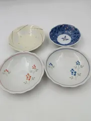 【K-1621】たち吉 丸形小皿4枚 花柄食器