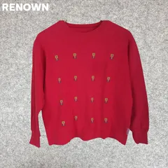 RENOWN　花刺繍 トレーナー 赤 Fサイズ