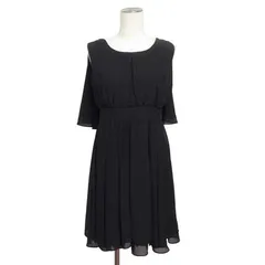 レイビームス Ray Beams シフォン ケープスリーブ ワンピース ポリエステル 黒 ブラック