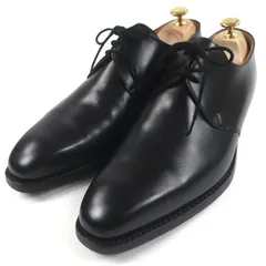 極美品▼CROCKETT&JONES クロケットアンドジョーンズ HIGH BURY 348ラスト ダービーモデル プレーントゥ レースアップ 外羽根 レザーシューズ ブラック 7.5 箱・保存袋付き イングランド製 メンズ