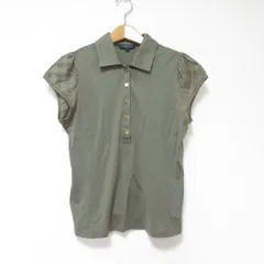 美品 BURBERRY バーバリー フレンチスリーブポロシャツ 1 カーキ レディース 古着 中古 USED