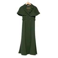 美品 SNIDEL スナイデル ケープカラートレンチワンピース サイズ0 グリーン レディース 古着 中古 USED