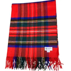 美品 Johnstons of Elgin ジョンストンズオブエルガン カシミア100％ タータンチェック 大判マフラー ストール マフラー レッド レディース 古着 中古 USEDのサムネイル