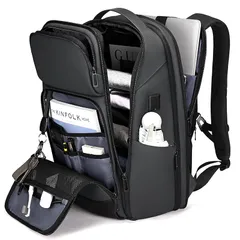 [FENRUIEN] リュック メンズ ビジネスリュック リュックサック 大容量 PCラップトップバック 防水 17インチ ビジネスバッグ マチ拡張 USB充電ポート 黒 型崩れ防止 通学 通勤 出張 (グレー)