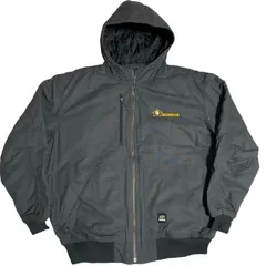 バーン ロゴ 熊 アクティブジャケット フード ワークウェア グレー 2XL オーバーサイズ アウター メンズ 古着 長袖