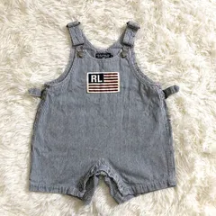 【美品】 RALPH LAUREN ロンパース 90 ヒッコリー　デニム地　つなぎ　オーバーオール