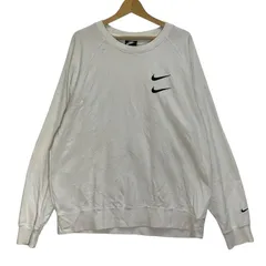 NIKE/ナイキ スウェットロゴ２つ スウェット トレーナー ワンポイント刺繡 オーバーサイズ ビッグシルエット CAMBODIA製 メンズ XL ホワイト