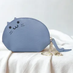 小銭入れ コインケース 本革 レディース メンズ キーケース ミニ財布 かわいい 動物 猫 (ブルー)