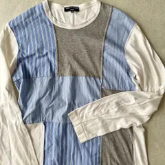 【COMME des GARCONS HOMME】ストライプ柄クレイジーパターンロングスリーブTシャツ S 古着 メンズ