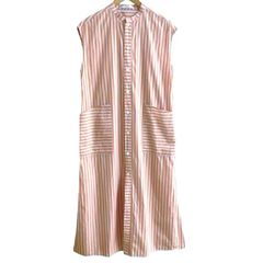 MACPHEE マカフィー リネン100 バンドカラーシャツワンピース 白 36 