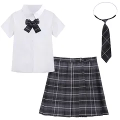新品 [Formemory] 制服セット スカート jk コスプレ 4点セット ハロウィン 制服 スカート 半袖 長袖 シャツ ネクタイ ボウタイ 女子高生制服 セーラー服 パーティー衣装 遊園地 パーティ 入学式 卒業式 学園祭 文化祭