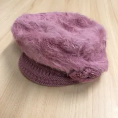 ニット帽 ニットキャップベレー パープル　秋冬　防寒