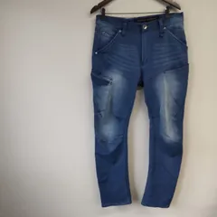 M10242 【FieldCore フィールドコア】 ワークマン 撥水加工 ストレッチ デニム カーゴパンツ 裏起毛 LL ブルー ジーンズ メンズ ポケット多