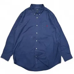 【USED/古着】ラルフローレン 無地 長袖シャツ ポケット 刺繍 ワンポイント 大きいサイズ ビックシルエット アメカジ 定番(XLサイズ)