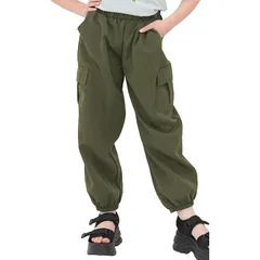 【新品】 [Bee] ビー カーゴパンツ ガールズ 女の子 キッズ 長ズボン ポケット オールシーズン 通年 男の子 ボーイズ 春 夏 秋 冬 baa03305 120cm ダークカーキ×裾口ゴム 0