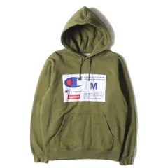 美品 Supreme シュプリーム パーカー サイズ:M 18AW Champion チャンピオン ビッグラベル スウェットパーカー Label Hooded Sweatshirt オリーブ トップス フーディー【メンズ】