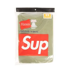 新品 Supreme シュプリーム Tシャツ サイズ:M 22SS Hanes Tagless Tees ヘインズ スモールボックスロゴ クルーネック 半袖Tシャツ 2枚パック オリーブ トップス カットソー コラボ【メンズ】