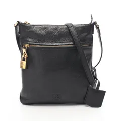 ロエベ LOEWE ショルダーバッグ アナグラム ブラック レザー アナグラム ショルダーバッグ レディース Used A