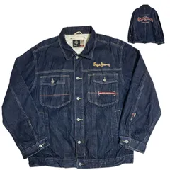 Gジャン ぺぺジーンズ ロンドン ロゴ デニム ジャケット バッグプリント 刺繍 2XL オーバーサイズ アウター カジュアル アメカジ メンズ 古着 長袖