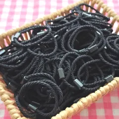 【H1】100個 台座付き ヘアゴム ブラック 黒  まとめ売り