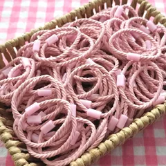 【H2】100個 台座付き ヘアゴム ピンク まとめ売り