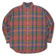 ポロラルフローレン POLO RALPH LAUREN 90s 90年代 ヘビーネル ボタンダウンシャツ BLAIRE BD 珍品 USA ヴィンテージ アメリカ 古着 メンズ シャツ オレンジ系 チェック柄 L【中古】