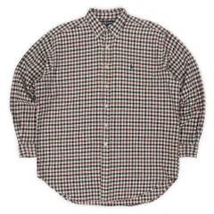 ポロラルフローレン POLO RALPH LAUREN 90s 90年代 ヘビーネル ボタンダウンシャツ BLAIRE BD 珍品 USA チェック柄 ヴィンテージ 古着 メンズ シャツ 生成り 黒 赤 L【中古】