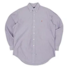 ポロラルフローレン POLO RALPH LAUREN 90s 90年代 オックスフォード ボタンダウンシャツ BD レアカラー ロゴ 刺繍 ポニー PRL USA ヴィンテージ アメリカ 古着 パープル 紫 16 L相当【中古】