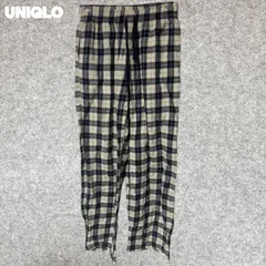 UNIQLO チェック柄 カジュアルパンツ ネイビーアイボリー Sサイズ