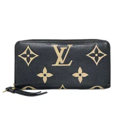 LOUIS VUITTON(ルイヴィトン) 長財布 バイカラーモノグラムアンプラント ジッピーウォレット M80481 ブラックベージュ レザー、牛革