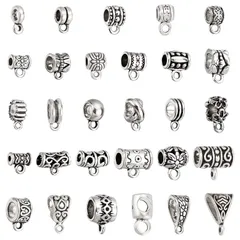 【特価セール】PH PandaHall 約120個/箱 合金 スペーサービーズ 30種 メタルビーズ カン付き チベット風 ペンダント 銀古美 チャーム 接続金具 アクセサリーキット 基礎パーツ ジュェリー製作 手芸用品 手作り素材 材料 アンティークシルバー