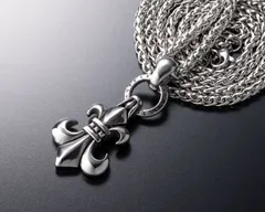 シルバー925 ネックレス チャーム 百合 紋章 フレア  2WAY メンズ レディース ユニセックス ゴシック ストリート おしゃれ ギフト 人気 02