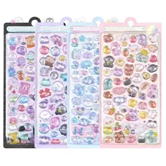 UrbanPulse シール 可愛い ご褒美シール 立体 泡ステッカー 3D ステッカー ごほうび キラキラな 携帯電話飾り用 DIY用 手帳用 貼り付け可能 手芸用品 贈り物 誕生日プレゼント パーティー用品 4枚セット 0