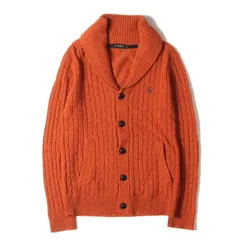 BLACK LABEL CRESTBRIDGE ブラック レーベル クレストブリッジ カーディガン サイズ:3 ワンポイント CB 刺繍 ショールカラー メランジ ニット カーディガン オレンジ トップス セーター【メンズ】