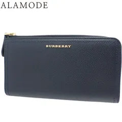 BURBERRY(バーバリー) ジップアラウンド 長財布 ロングウォレット 二つ折り 2つ折り 小物 L字ファスナー レザー ネイビー紺 ゴールド金具 レディース 40802162054【中古】【アラモード】 BURBERRY(バーバリー) ジップアラウンド 長財布 ロングウォレット 二