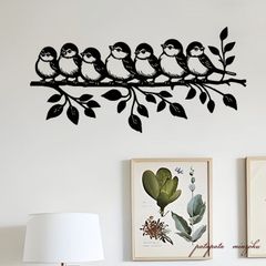 7羽の小鳥と枝  メタルウォールアート  ウォールサイン  バード  サインボード  コベントアイアン  スズメ  小鳥　パタミン  プレート  店舗什器  カフェ  看板  ディスプレイ  オブジェ  小物  雑貨