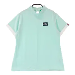 サイズ：L TOMMY HILFIGER GOLF トミー ヒルフィガーゴルフ 2022年 ハイネック 半袖Tシャツ ロゴ総柄 ブルー系 [240101546797] ゴルフウェア レディース ストスト