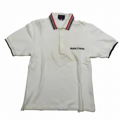 パーリーゲイツ PEARLY GATES ゴルフウェア ロゴ衿 ポロシャツ トップス 半袖 白 ホワイト サイズF メンズ 